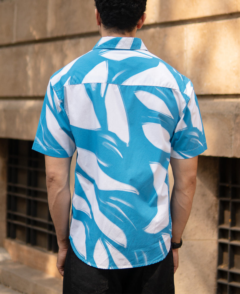 Blue Abstract Print Lightweight Shirt.