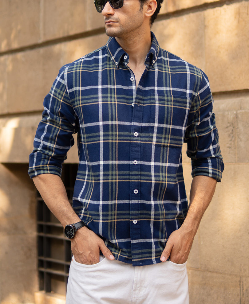 Navy Checks Shirt.