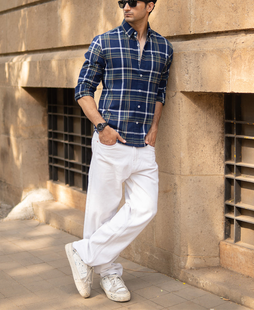 Navy Checks Shirt.