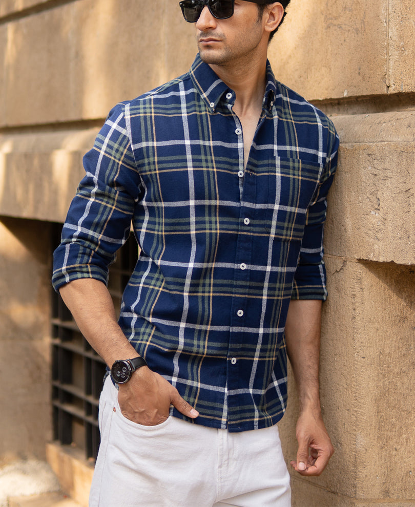 Navy Checks Shirt.
