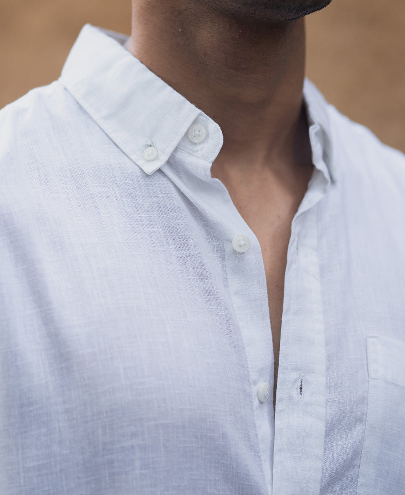 White Linen Blend Shirt.