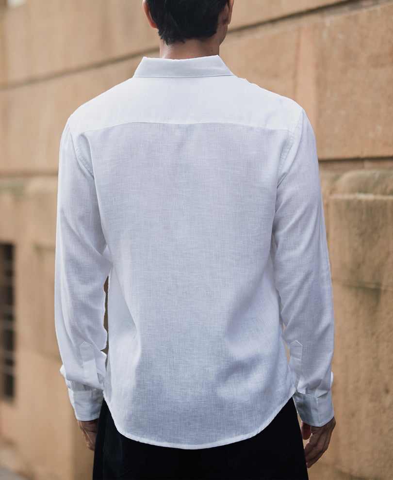 White Linen Blend Shirt.