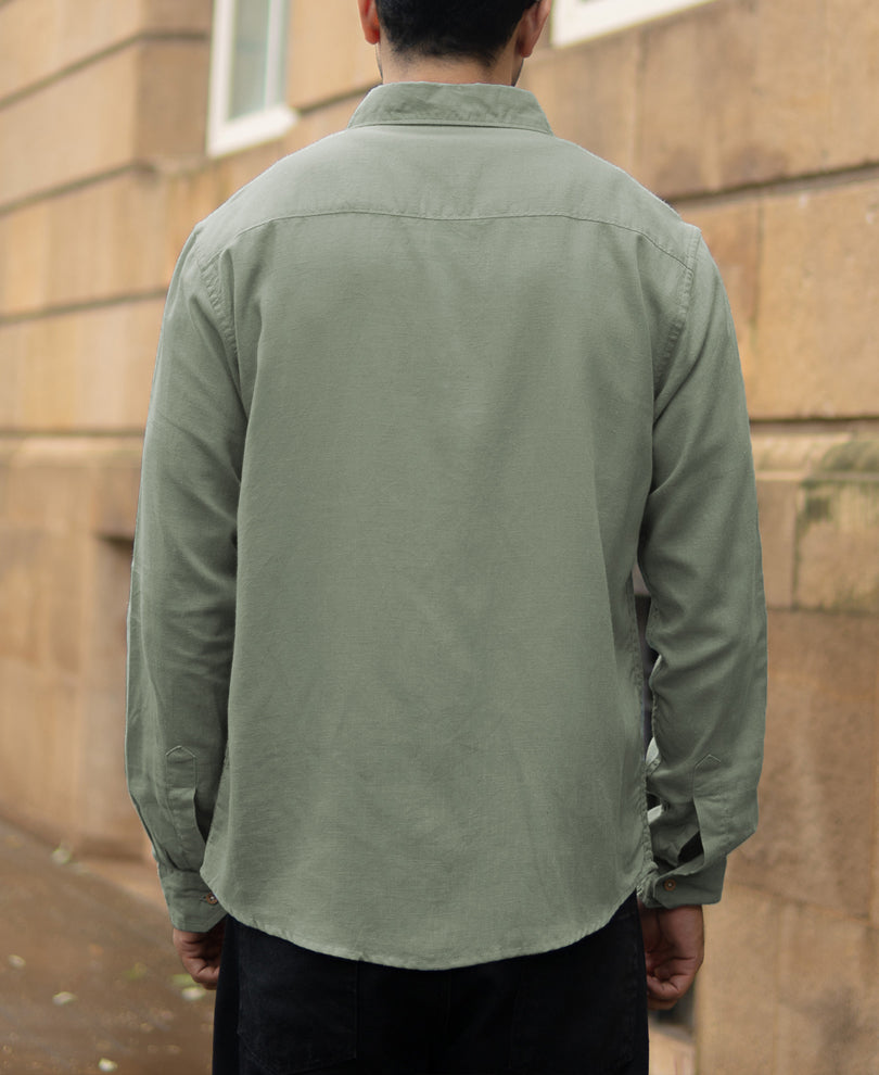 Sage Green Linen Blend Shirt.