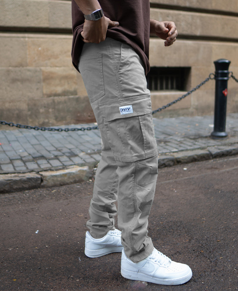 Grey Cotton Cargo Pants.