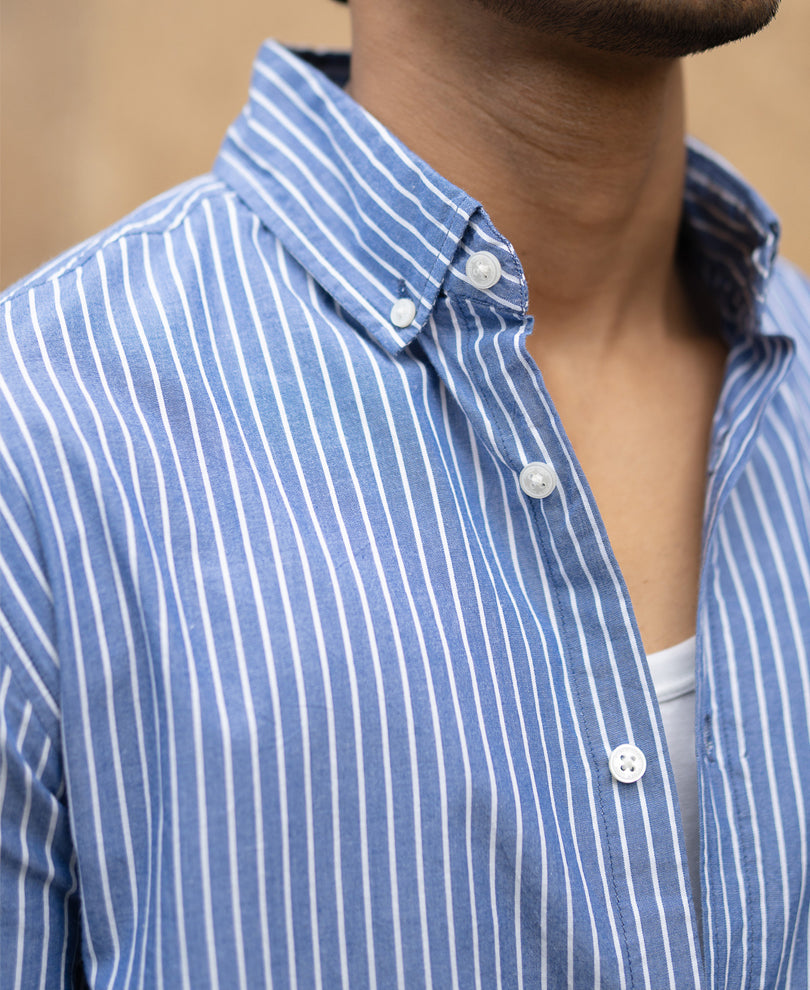 Blue Lightweight Striped Shirt.