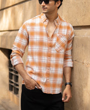 Mustard Knitted Checks Shirt.