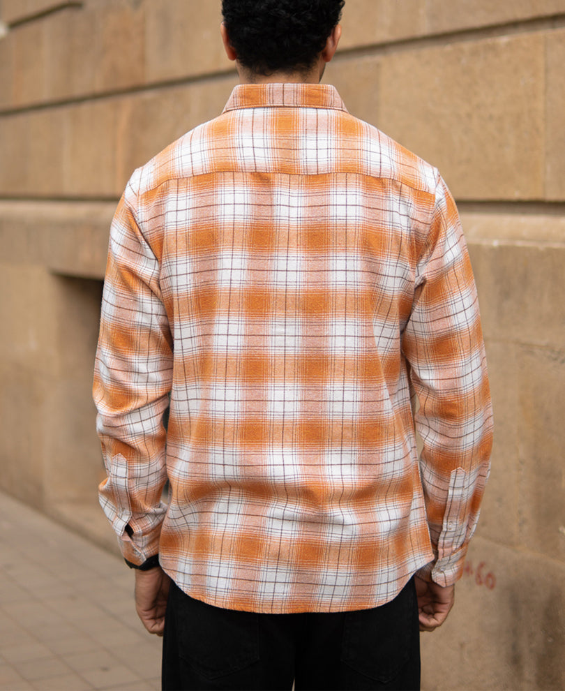 Mustard Knitted Checks Shirt.
