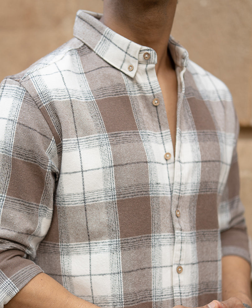 Light Brown Checks Shirt.