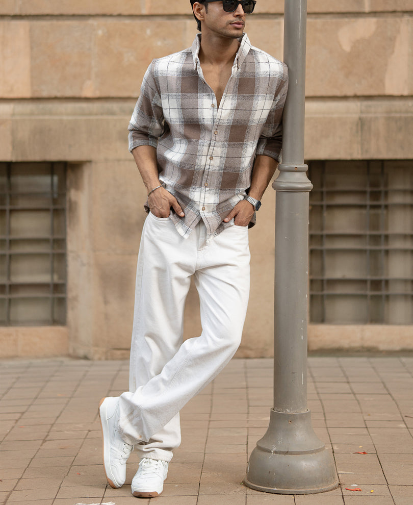 Light Brown Checks Shirt.