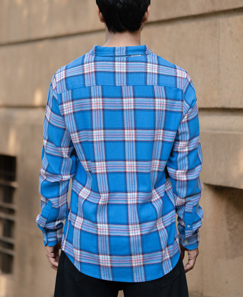 Blue Brushed Full Sleeves Checks Shirt.
