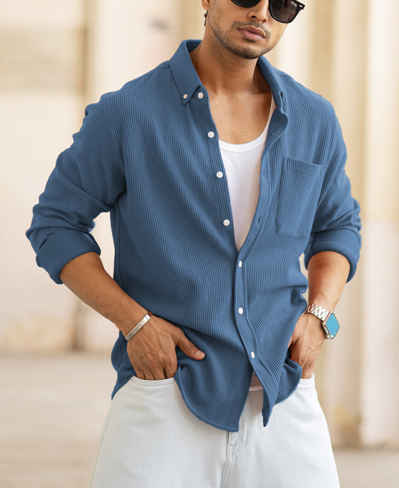 Dark Sky Knitted Cord Shirt.