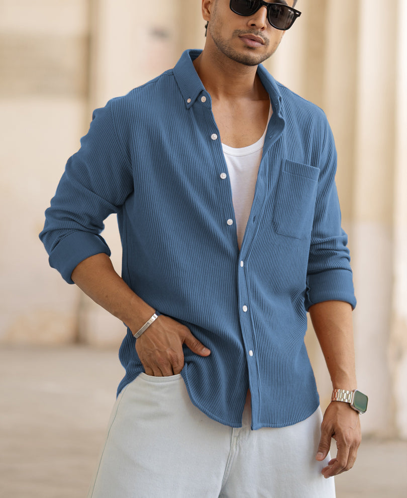 Dark Sky Knitted Cord Shirt.