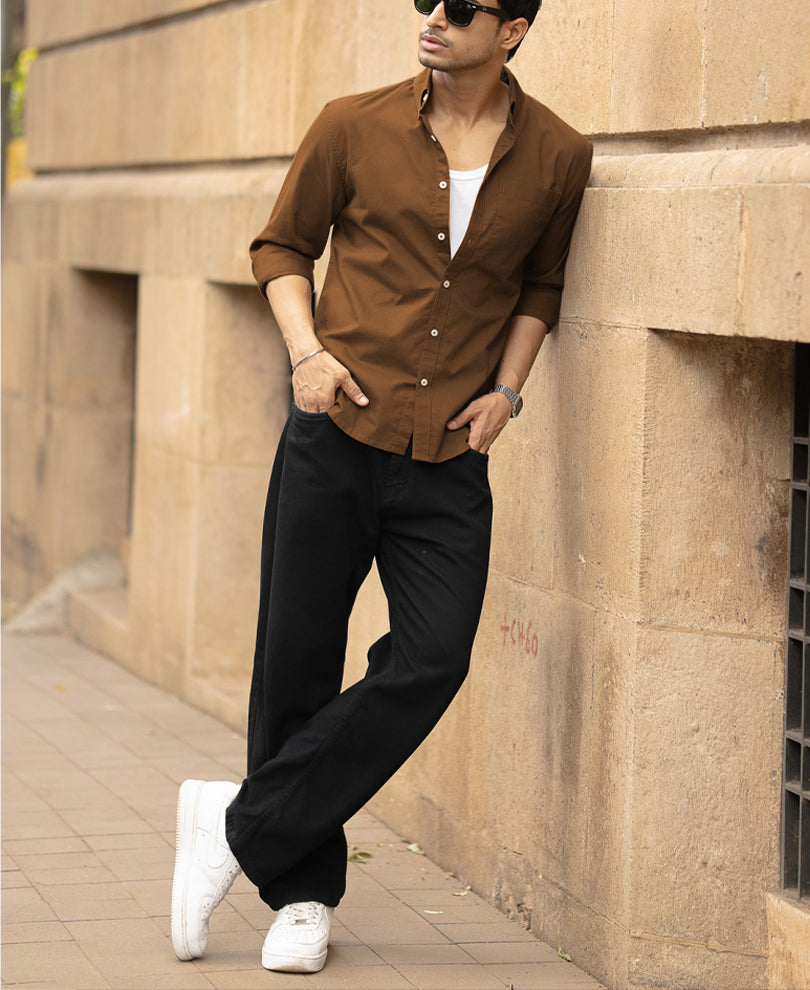 Toffee Brown Lightweight Oxford Shirt.