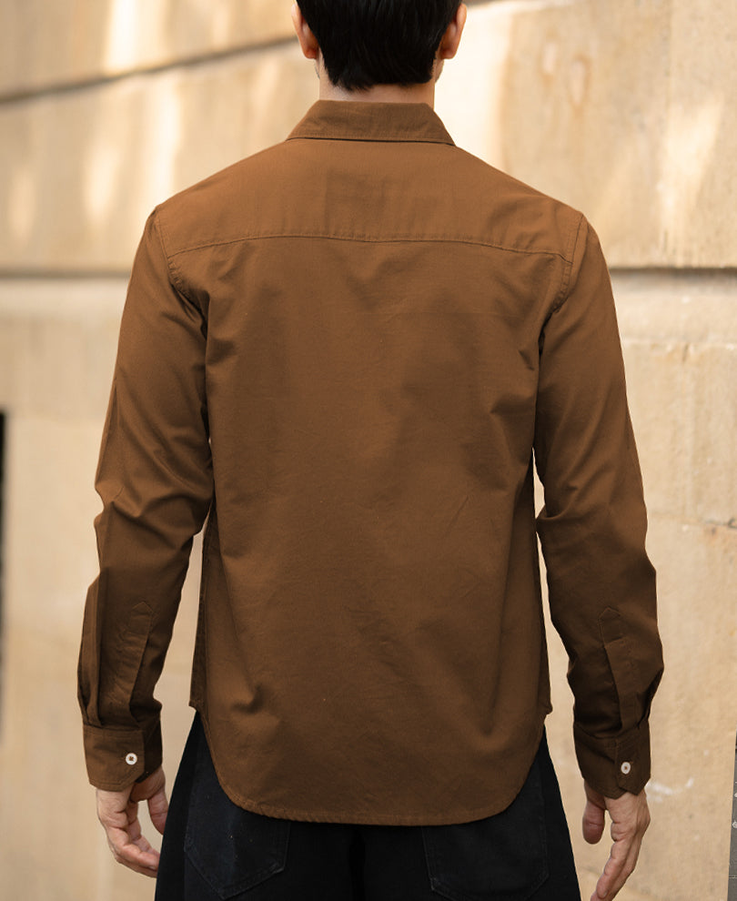 Toffee Brown Lightweight Oxford Shirt.