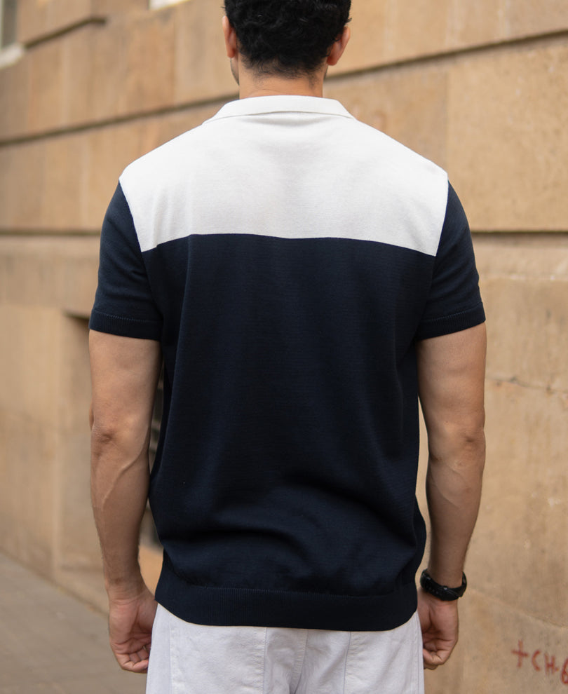 Navy Colour Block T-Shirt.