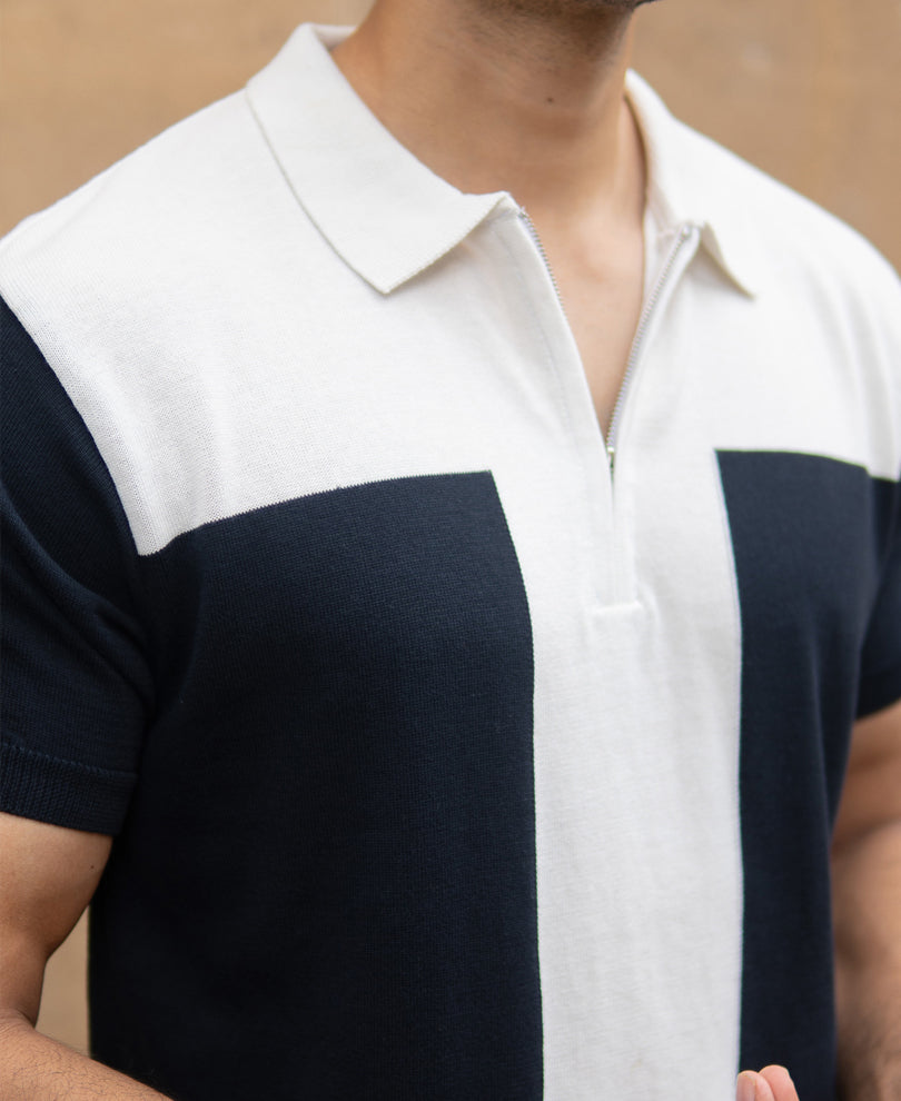 Navy Colour Block T-Shirt.