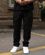 Black Regular Fit Cotton Utility Cargo Pant.
