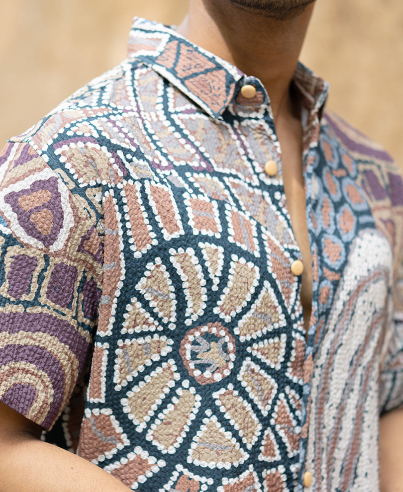 Multicolour Abstract Structured Print Shirt.