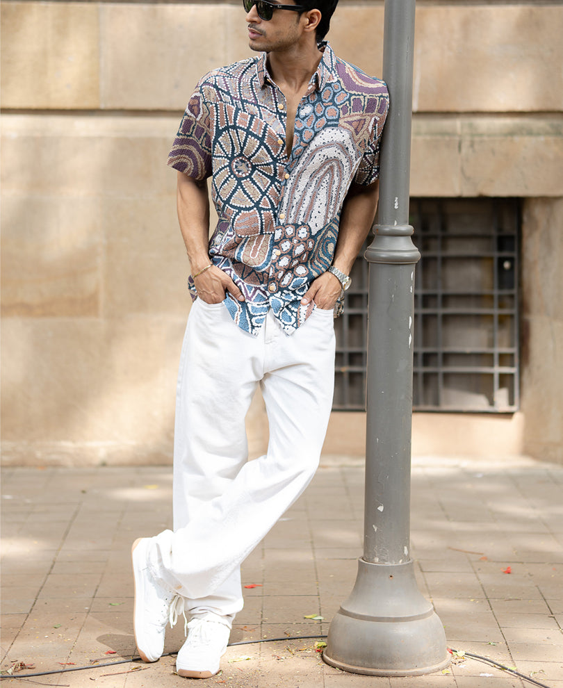Multicolour Abstract Structured Print Shirt.