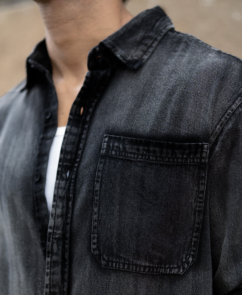 Black Sprayed Denim Shirt