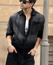 Black Sprayed Denim Shirt