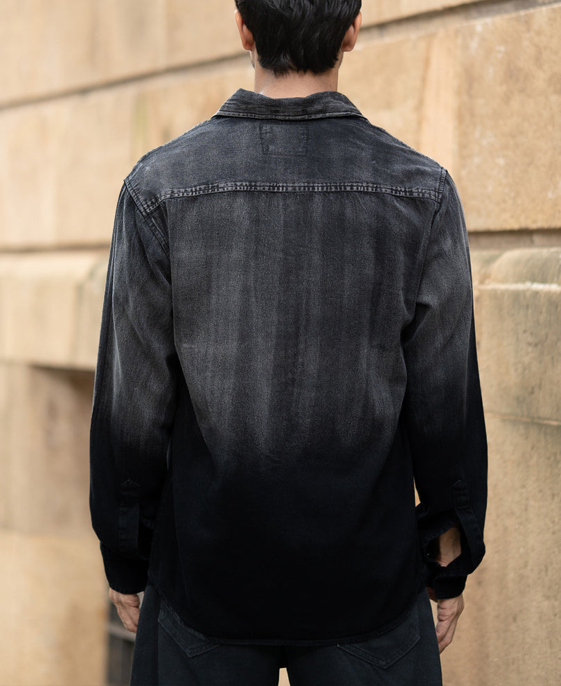 Black Sprayed Denim Shirt