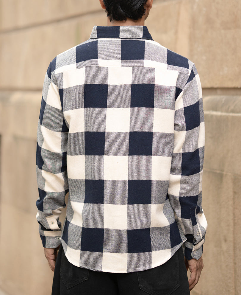Navy Checks Shirt With Pocket.