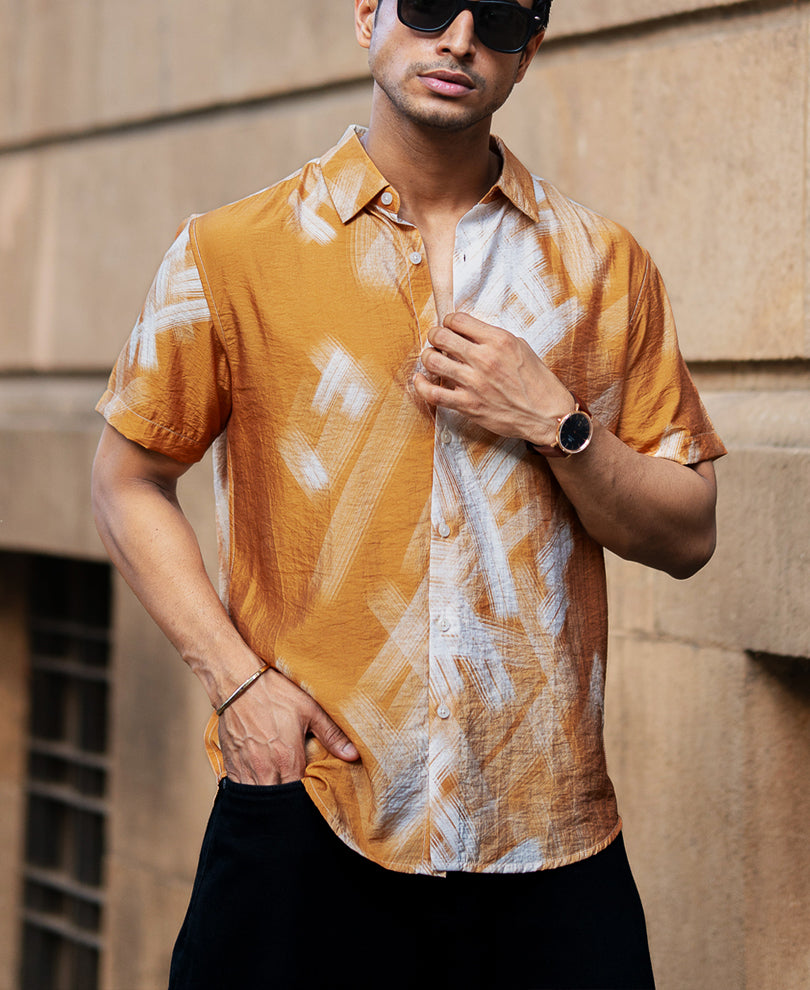 Butterscotch Abstract Print Shirt.
