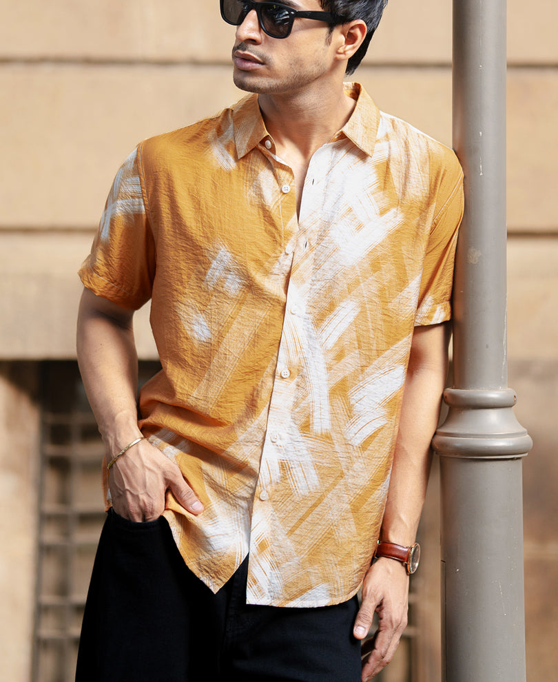 Butterscotch Abstract Print Shirt.