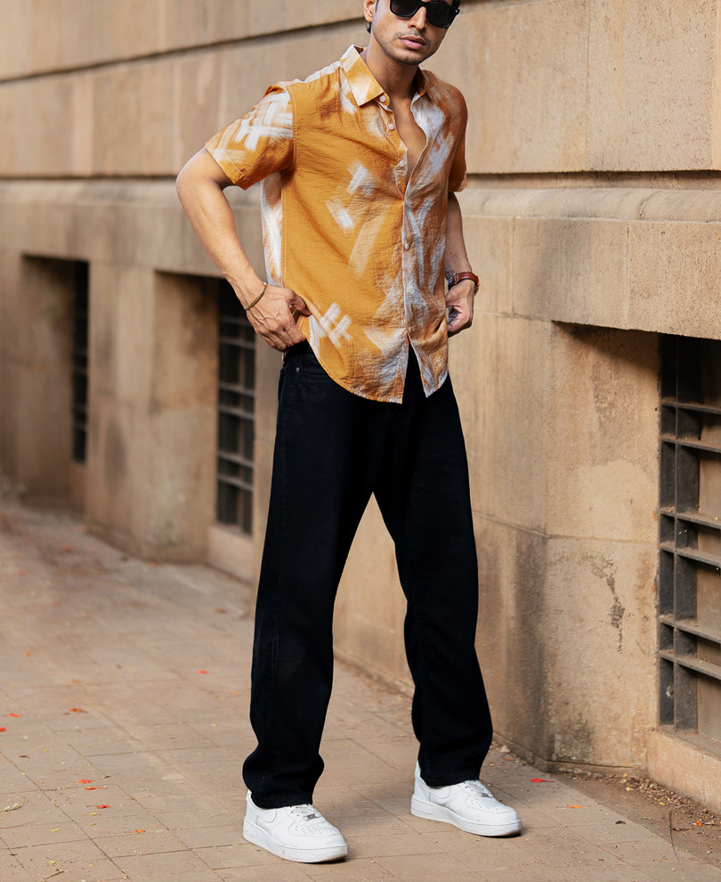 Butterscotch Abstract Print Shirt.