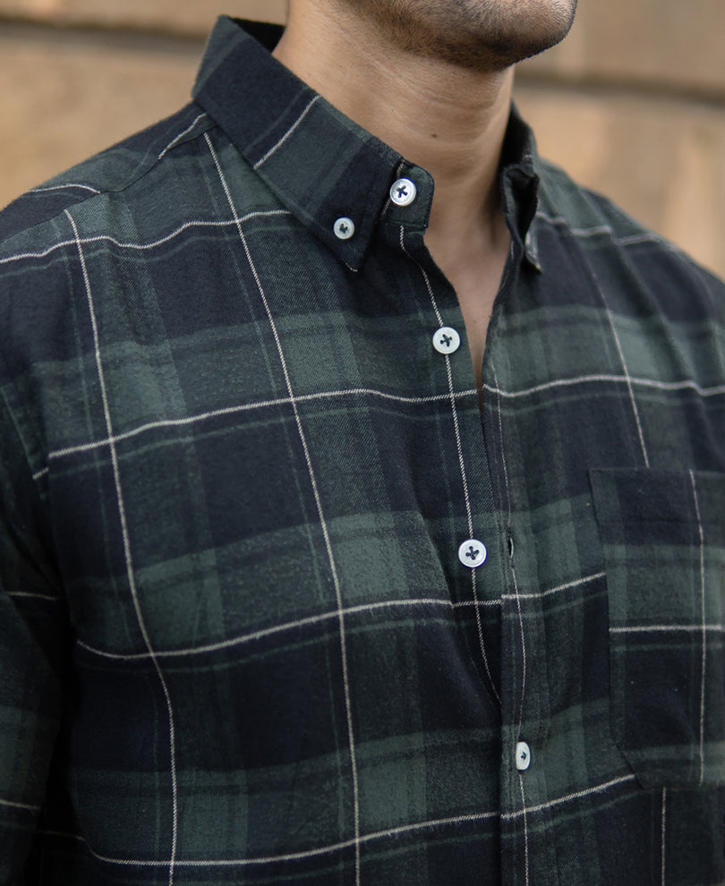 Dark Green Checks Lightweight Shirt.