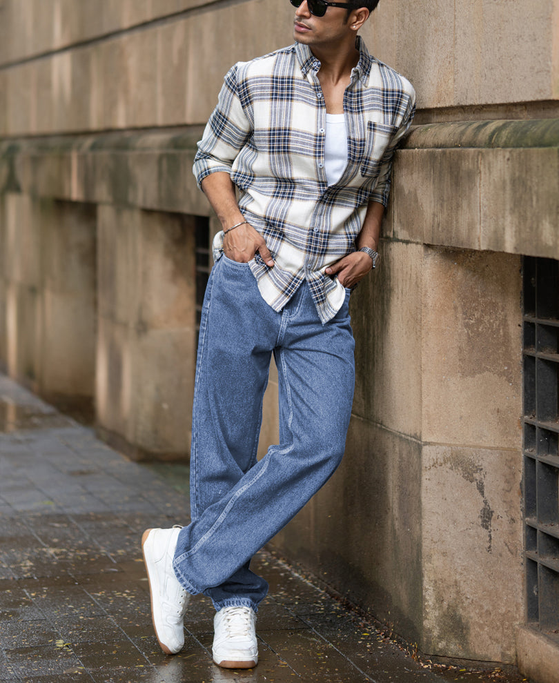 Multicolour Structured Checks Button Down Shirt.