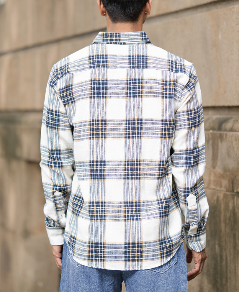 Multicolour Structured Checks Button Down Shirt.