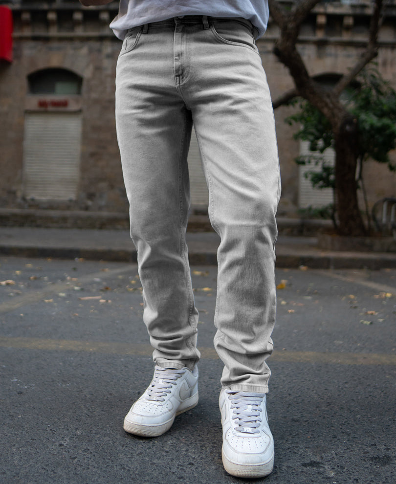 Grey Regular Fit Basic Denim Jeans.
