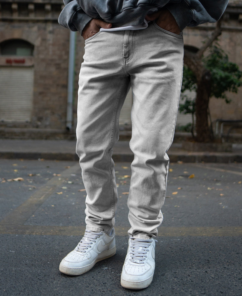 Grey Regular Fit Basic Denim Jeans.