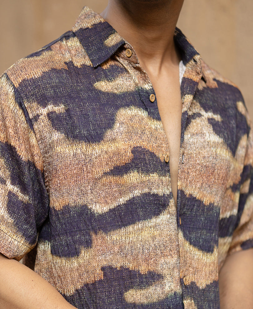Multicolour Abstract Print Half Sleeves Shirt.