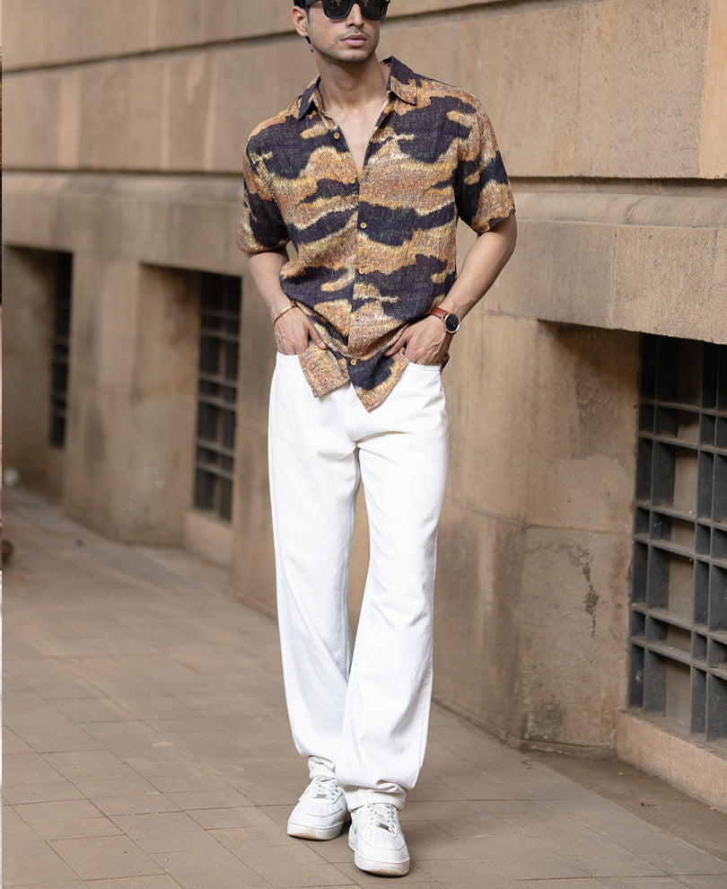 Multicolour Abstract Print Half Sleeves Shirt.