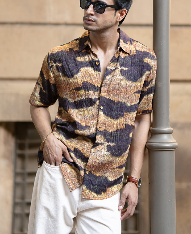 Multicolour Abstract Print Half Sleeves Shirt.