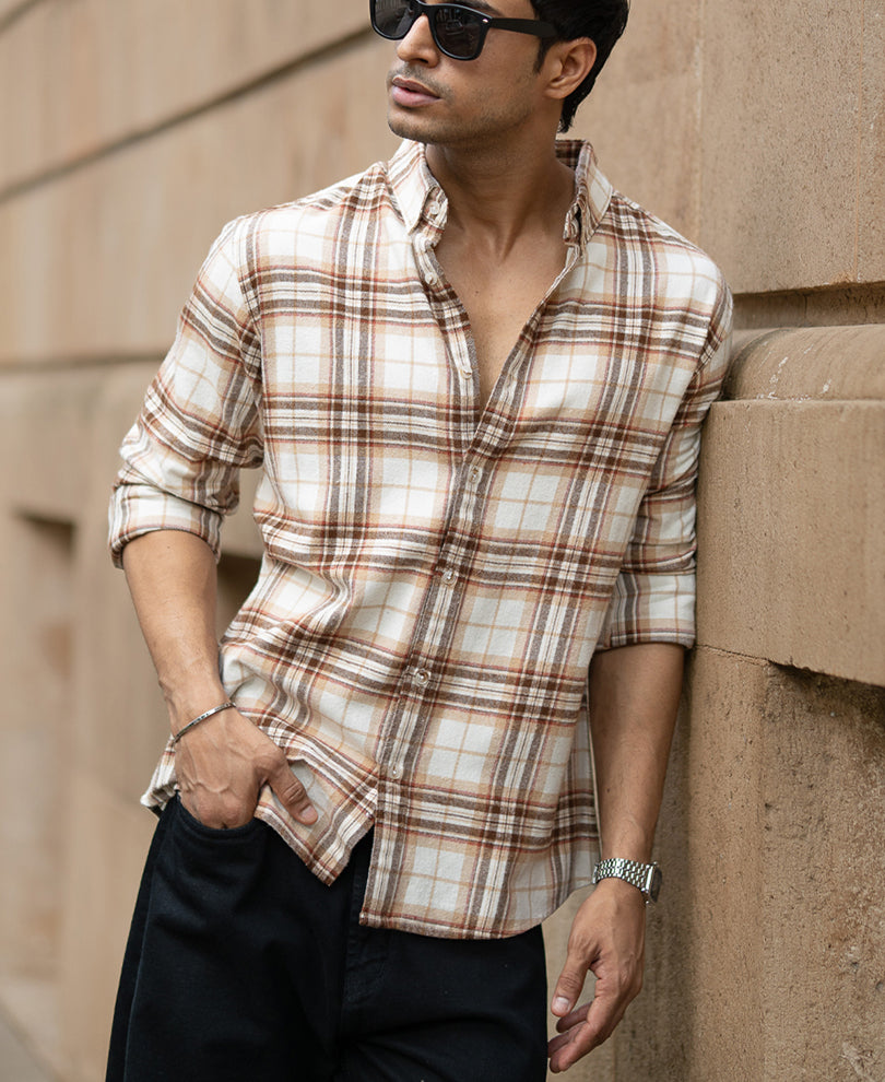 Beige Checks Shirt.