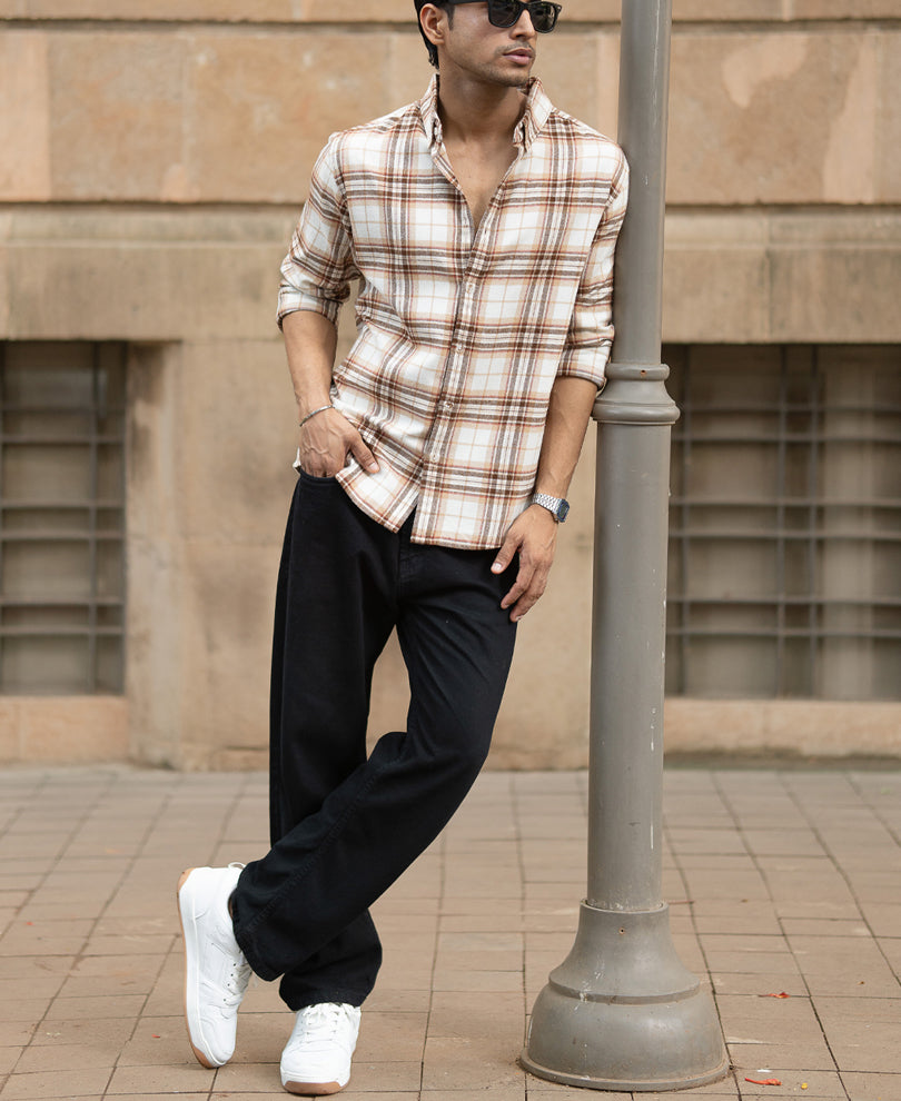 Beige Checks Shirt.