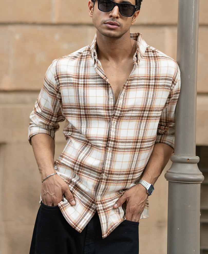 Beige Checks Shirt.