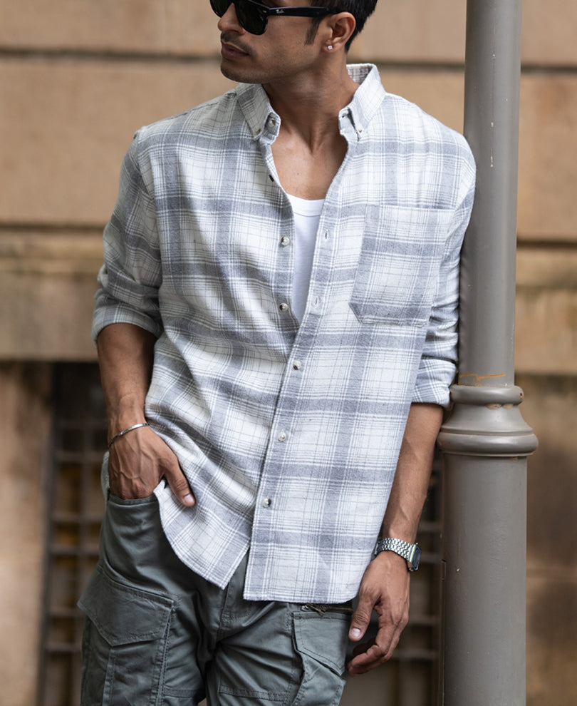 Light Grey Checks Shirt.