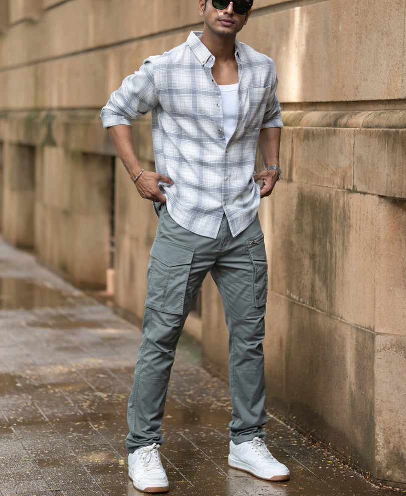 Light Grey Checks Shirt.