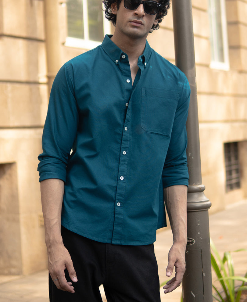 Teal Lightweight Oxford Shirt.