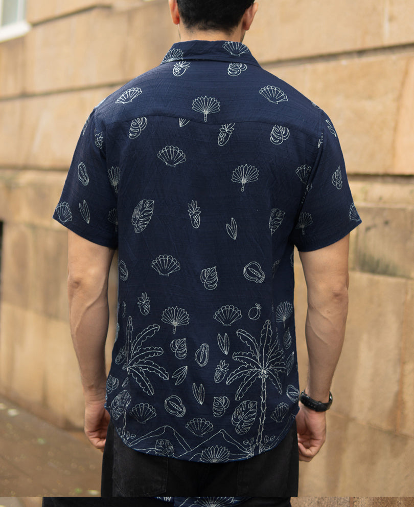 Blue Flowy Printed Shirt.