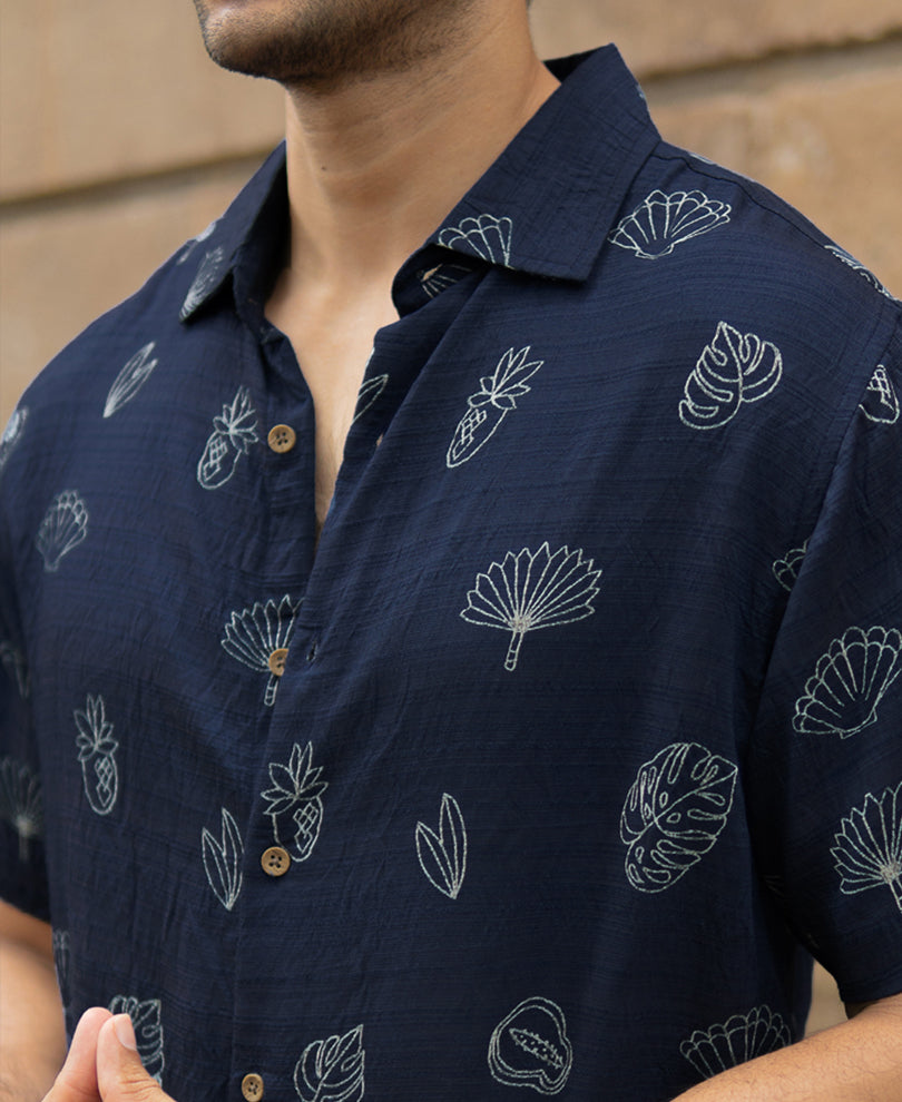 Blue Flowy Printed Shirt.