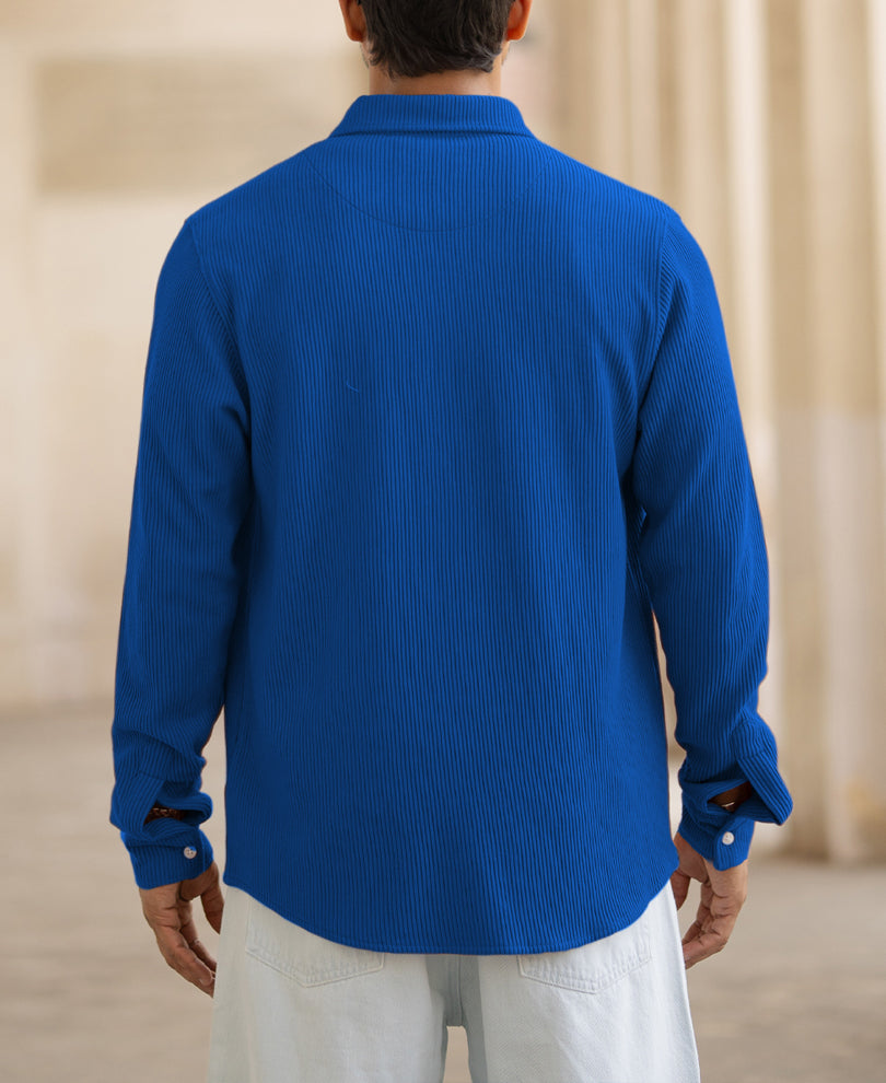 Royal Blue Structured Knit Shirt.