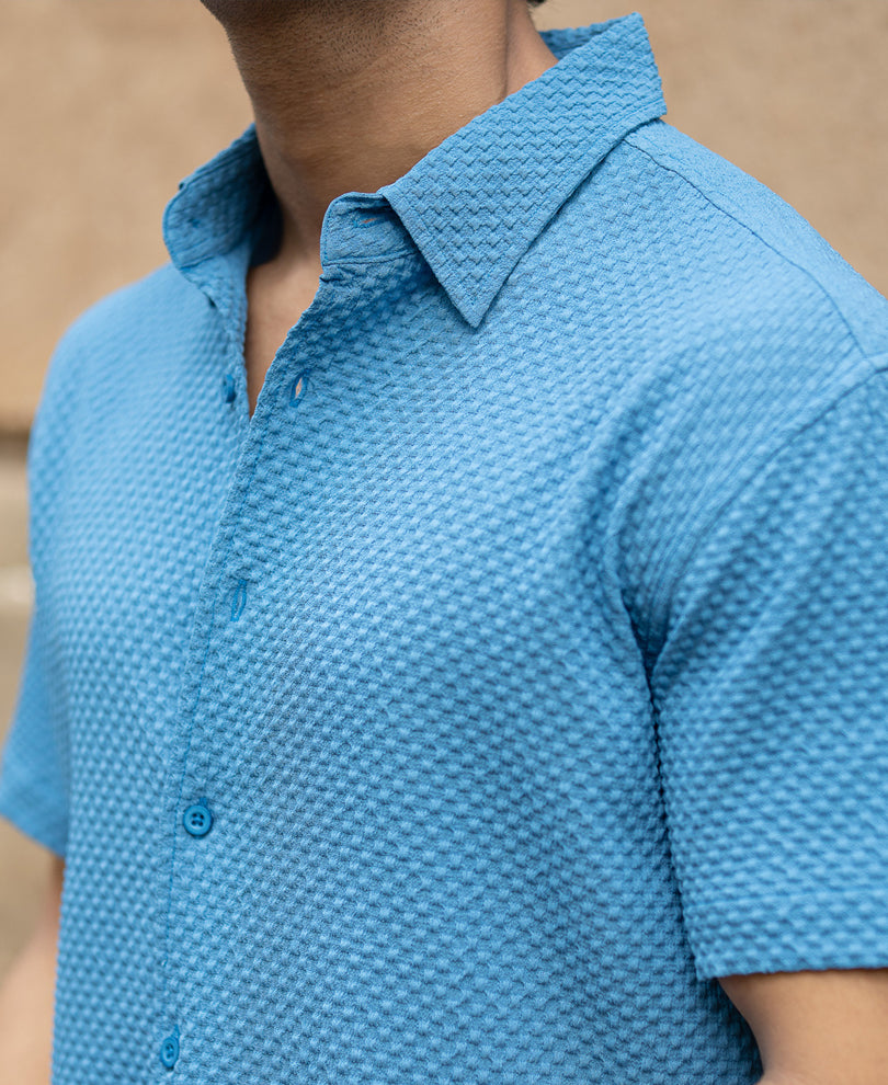 Mid Blue Structured Shirt.