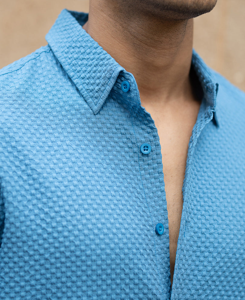 Mid Blue Structured Shirt.