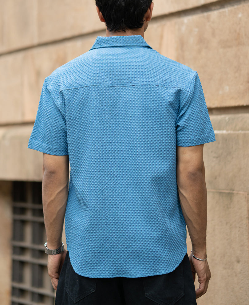 Mid Blue Structured Shirt.